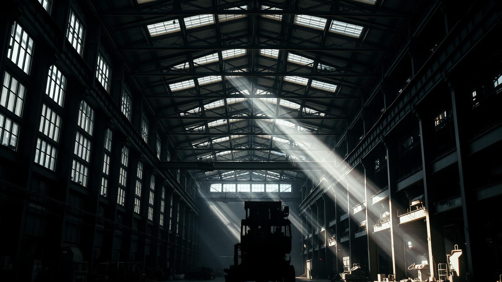 Interior de planta industrial de acero